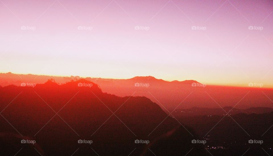 beautiful red sunrise in the mountain