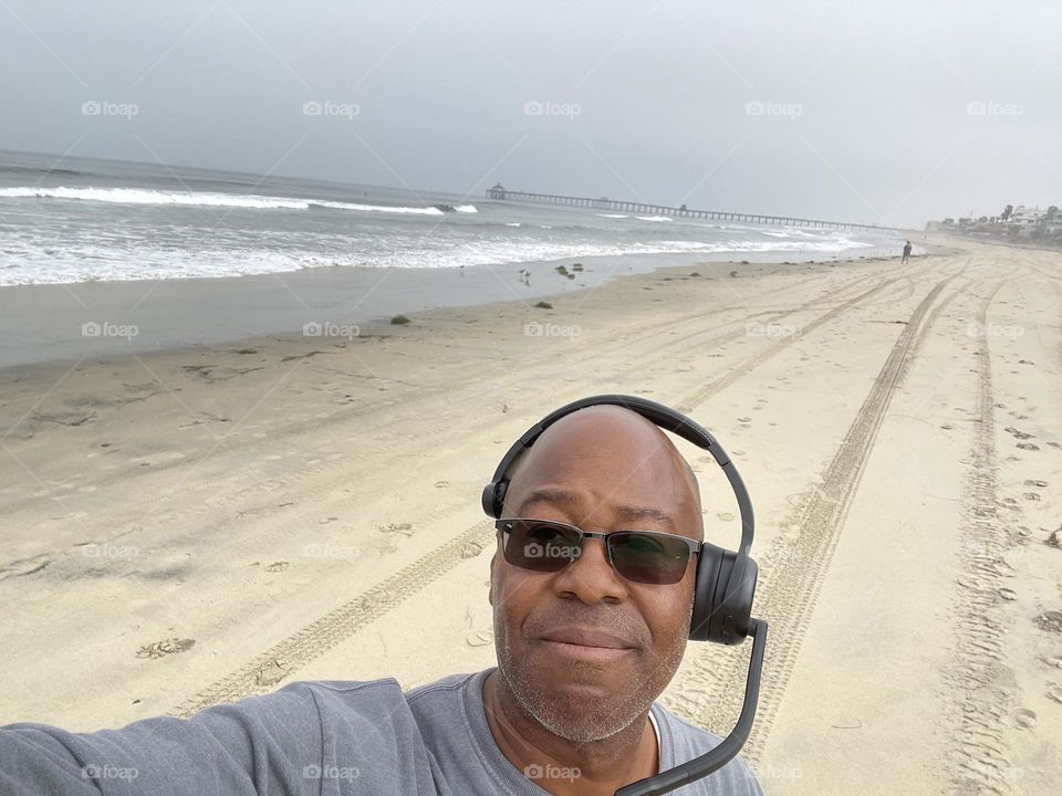 Enjoying the beach while working