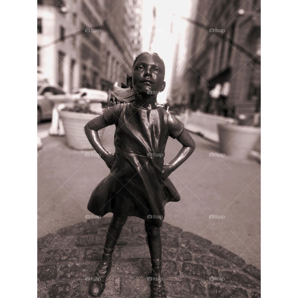 lower Manhattan financial district..awesome statue declaring women's equality