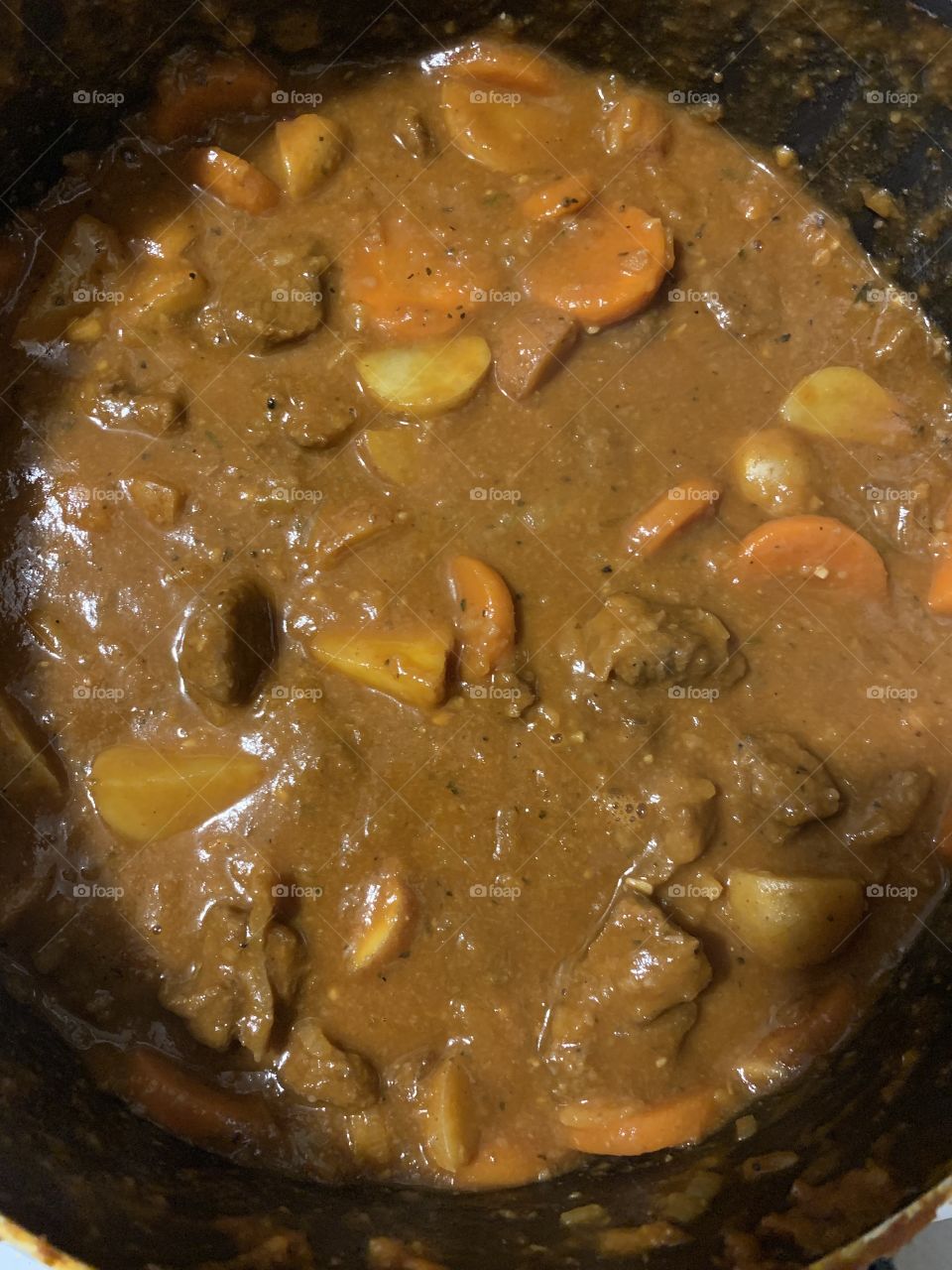 Simmering stew