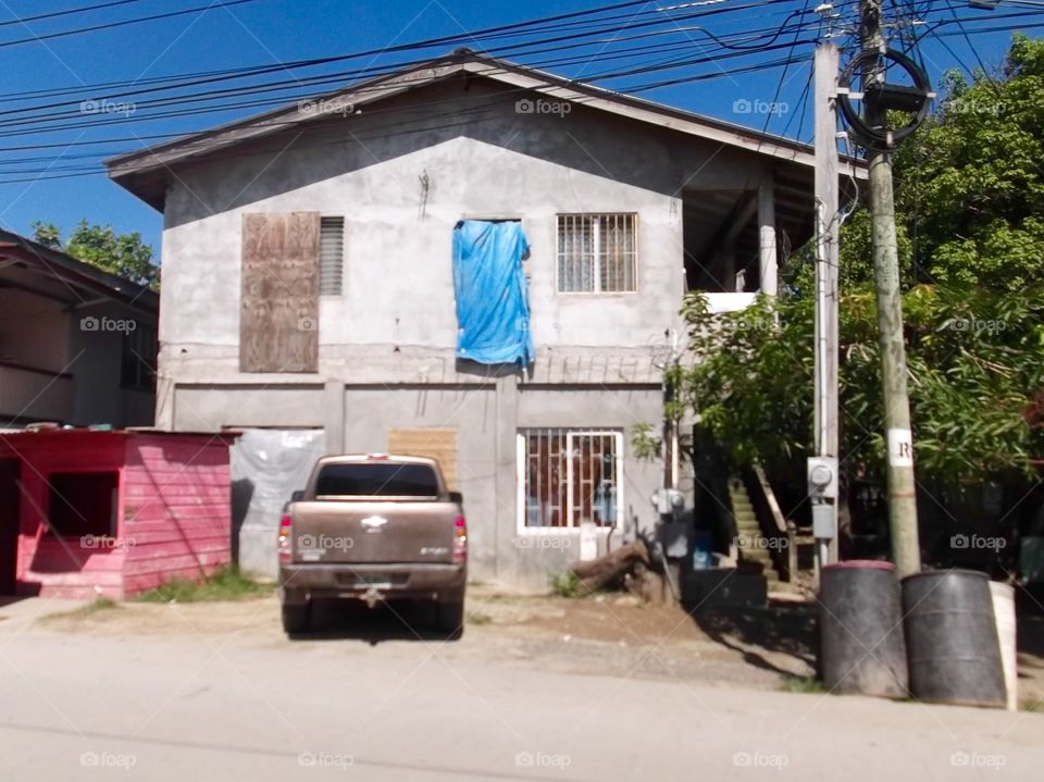 Photo from moving car traveling in Roatan, Honduras