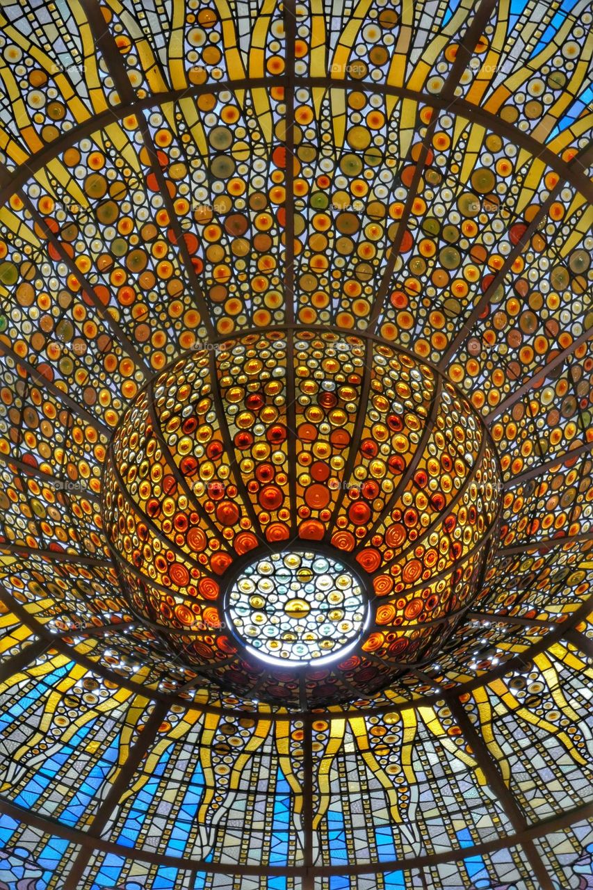 Stained-glass skylight of the Palace of Catalan Music