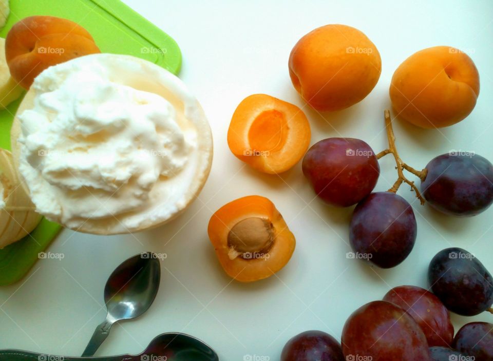 ice cream and fruits