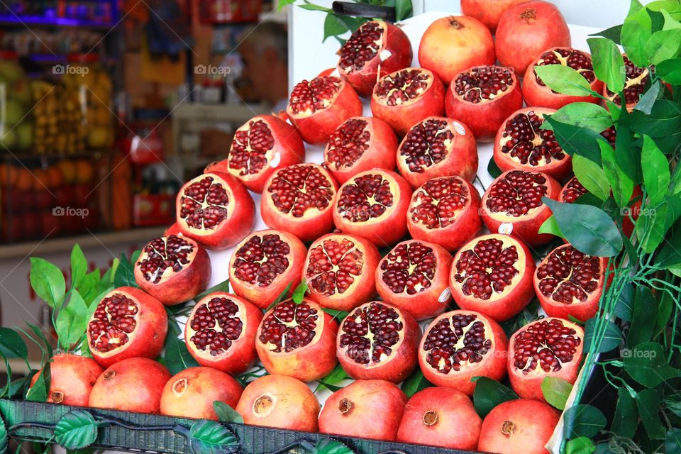 exotic pomegranates at market