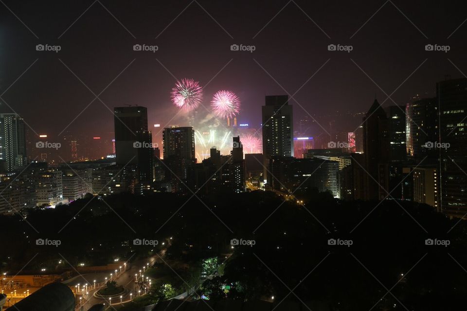Hong Kong New Years fireworks 2014