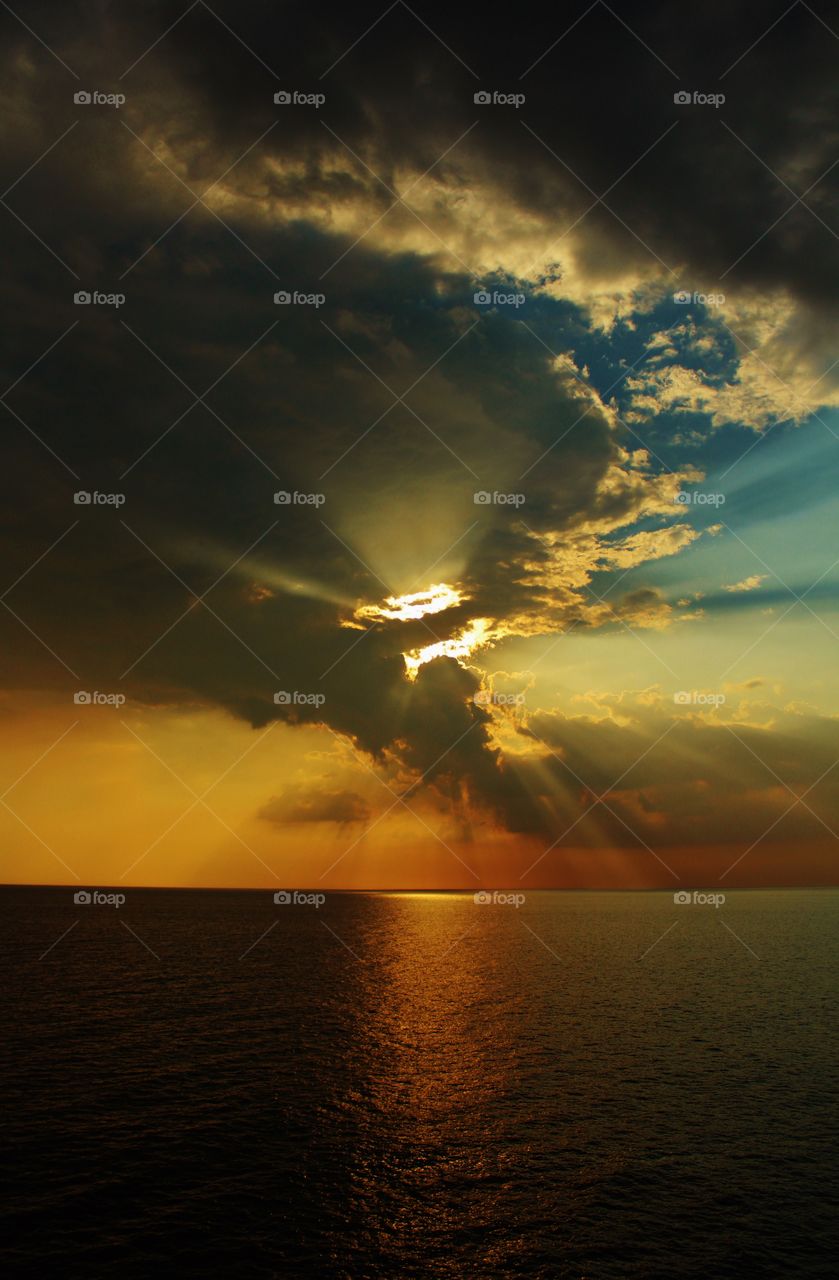 sunset on ferry. manila to coron, Philippines