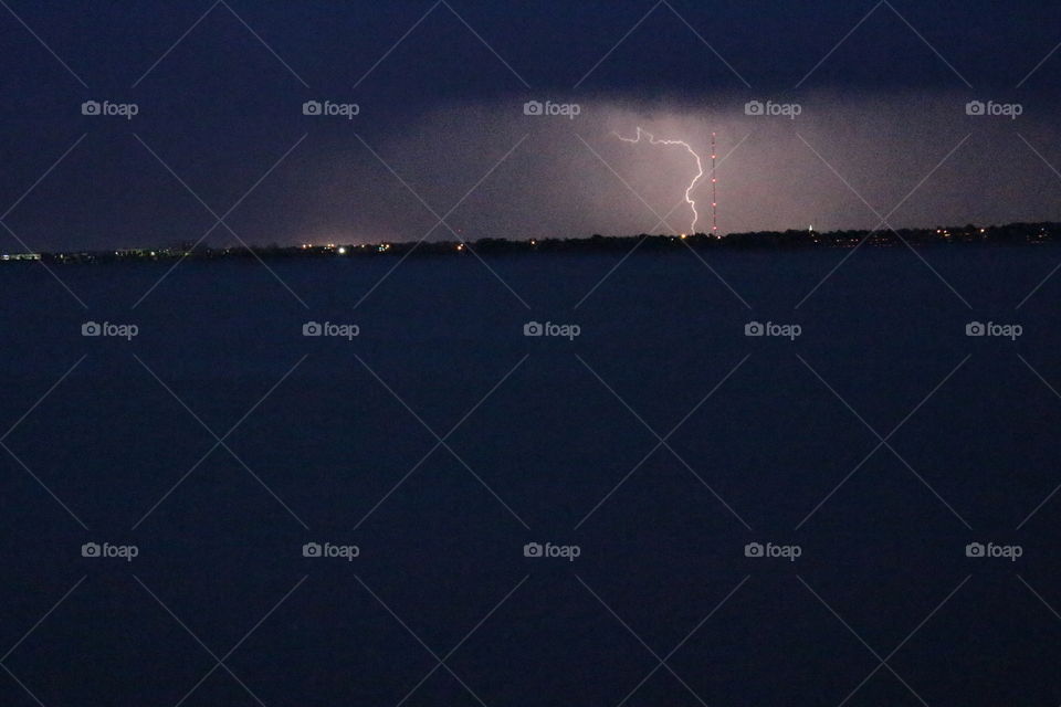 Electricity. Storm at Lake Hefner in Oklahoma