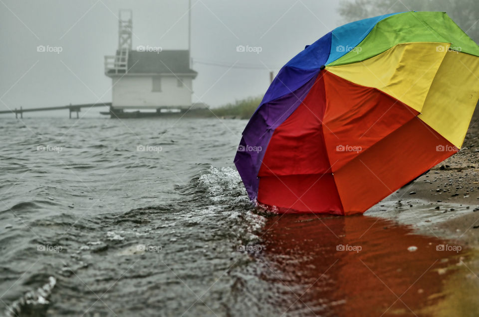 Colorful umbrella on beach