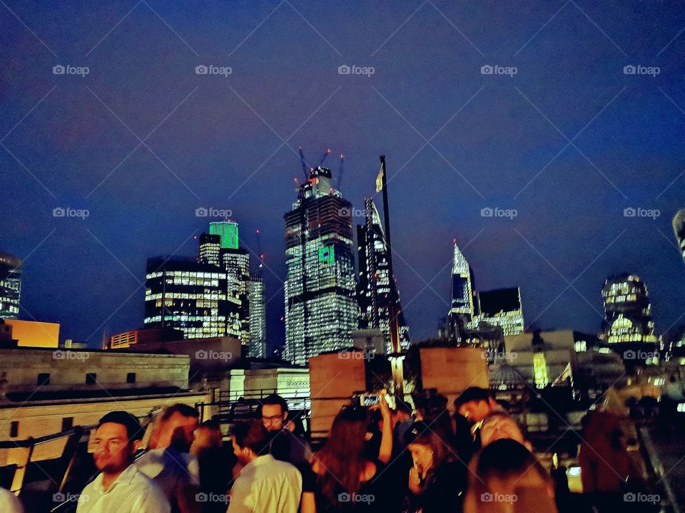 Rooftop bar at night