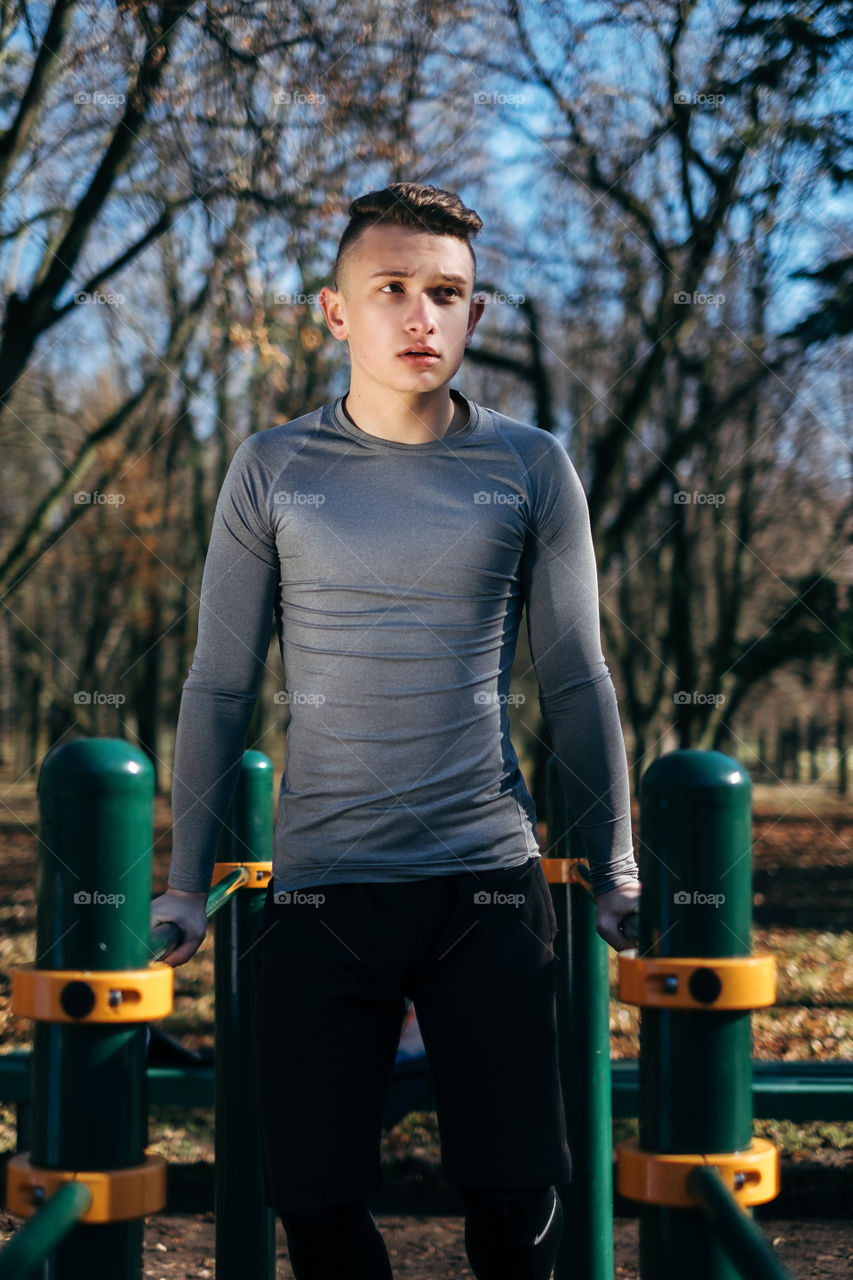 Man training in the park 
