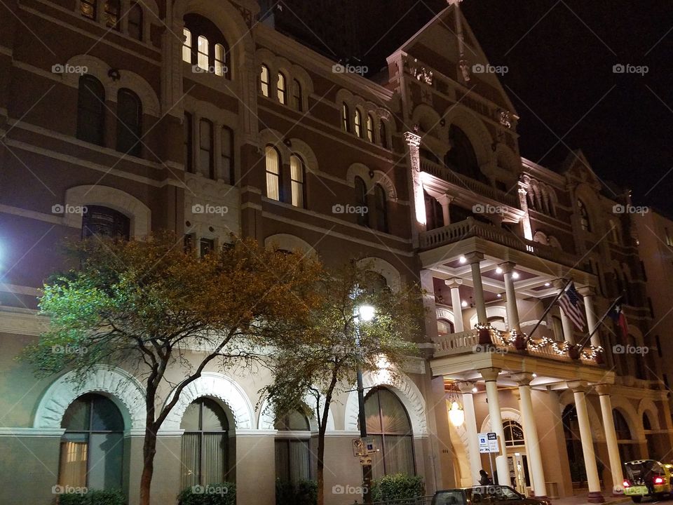 Cityscapes, Downtown Austin at Night The Driskill Hotel