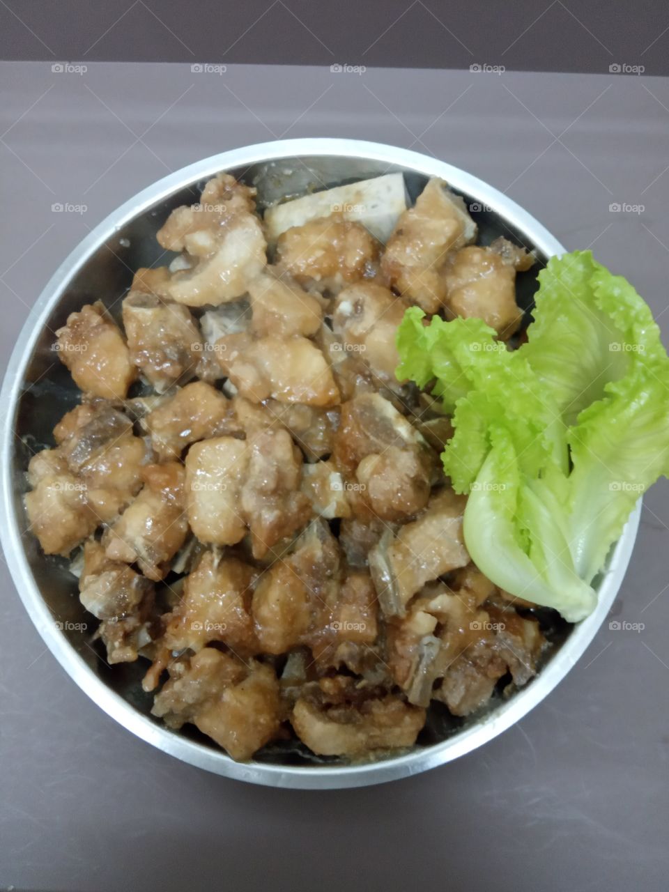 steam chop pork ribs with tarro sliced