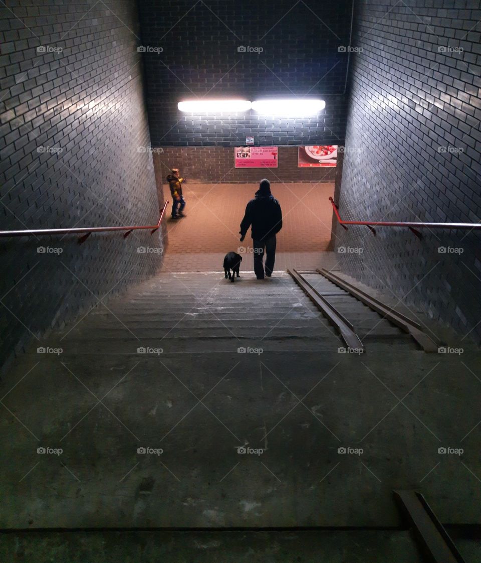 Underground crossing in the evening