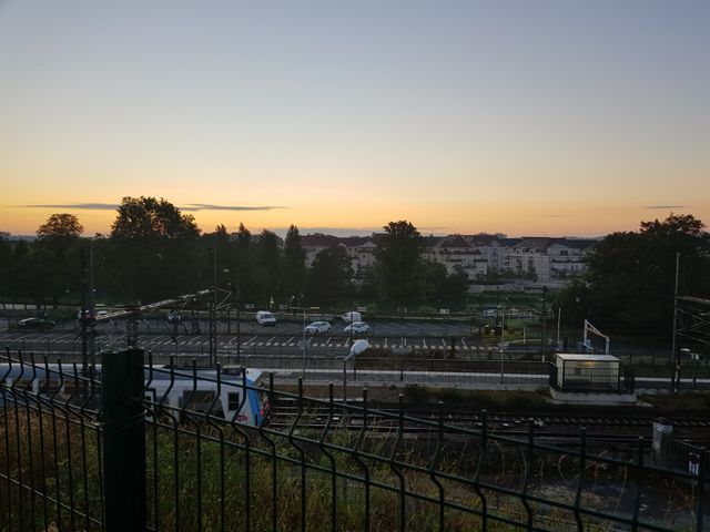 the sky above the station in the morning