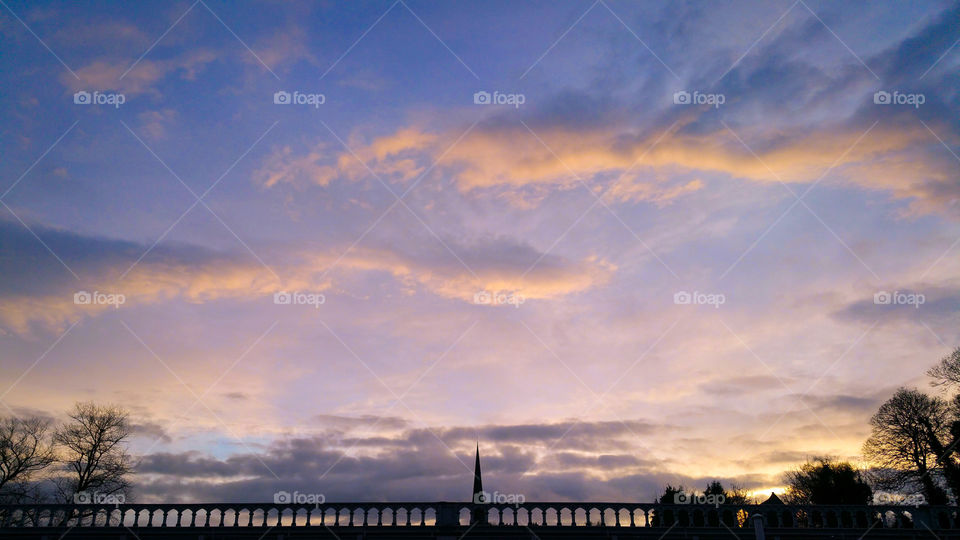 A spire on sunset, Shrewsbury station