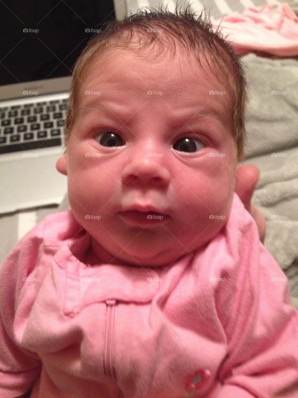 Too cute for words. My newborn daughter has such a personality even only when a couple days old