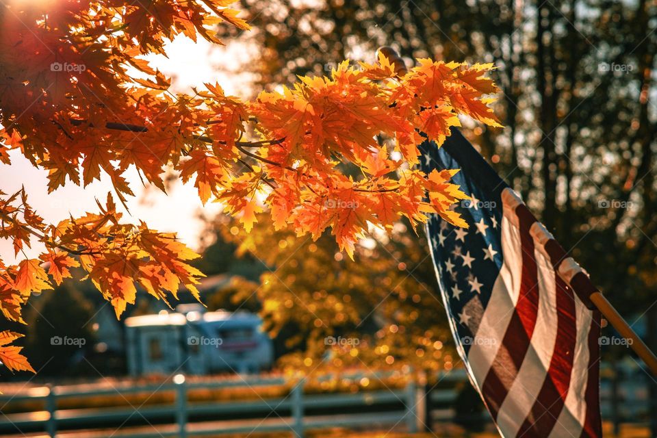 Fall working along with the flag to bring beauty.