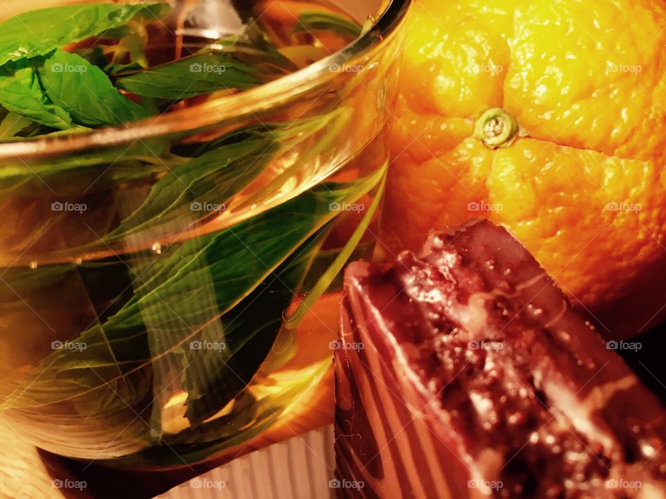 Tea and waffle chocolate