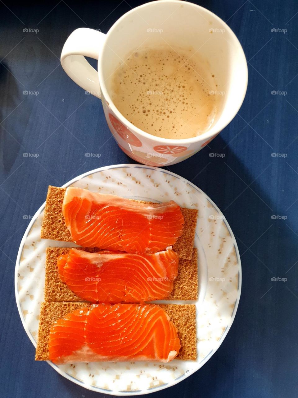 Coffee with salmon. Bon appetite!