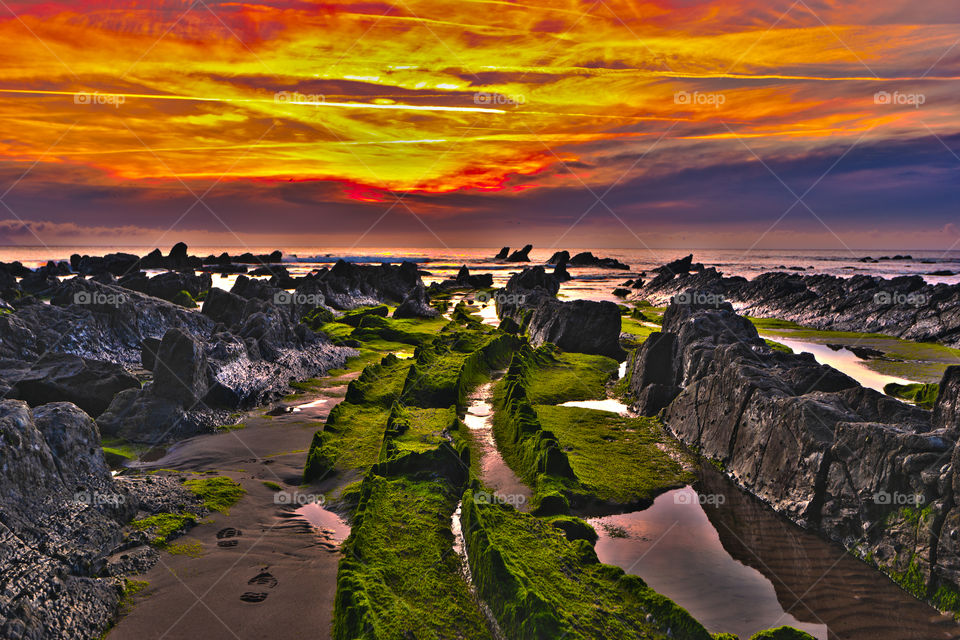 Sunset over the ocean in Spain 