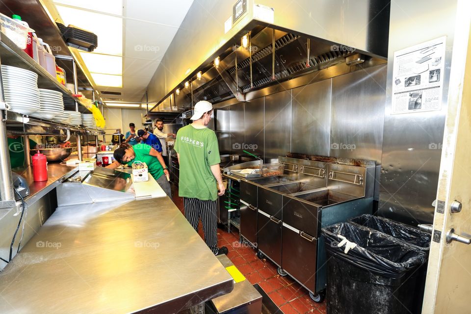 Inside kitchen of the restaurant 