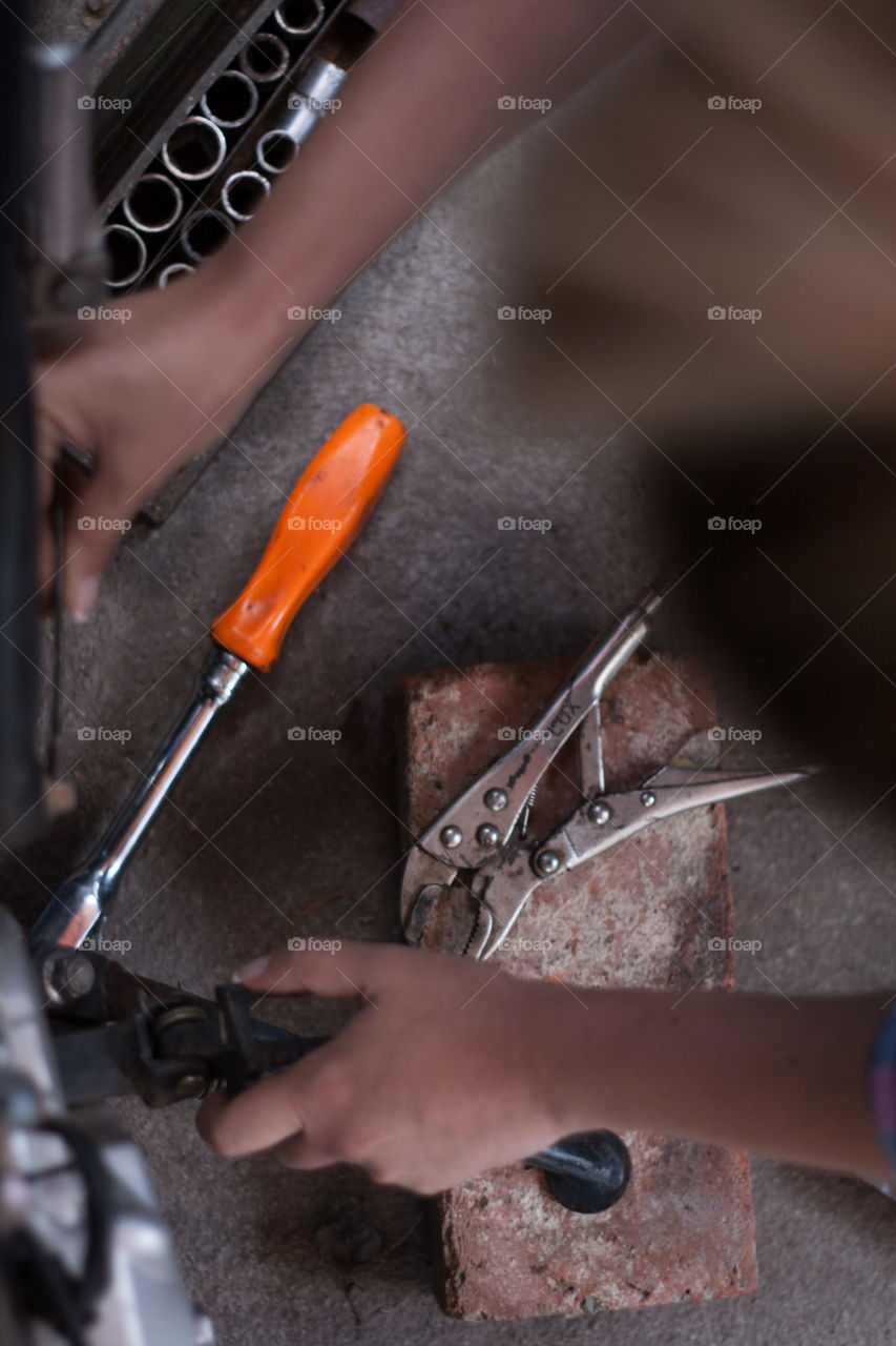 Working in the garage