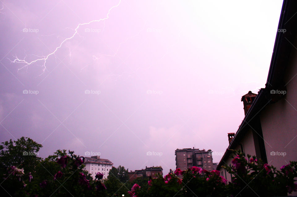 Lightning on Milan, Italy