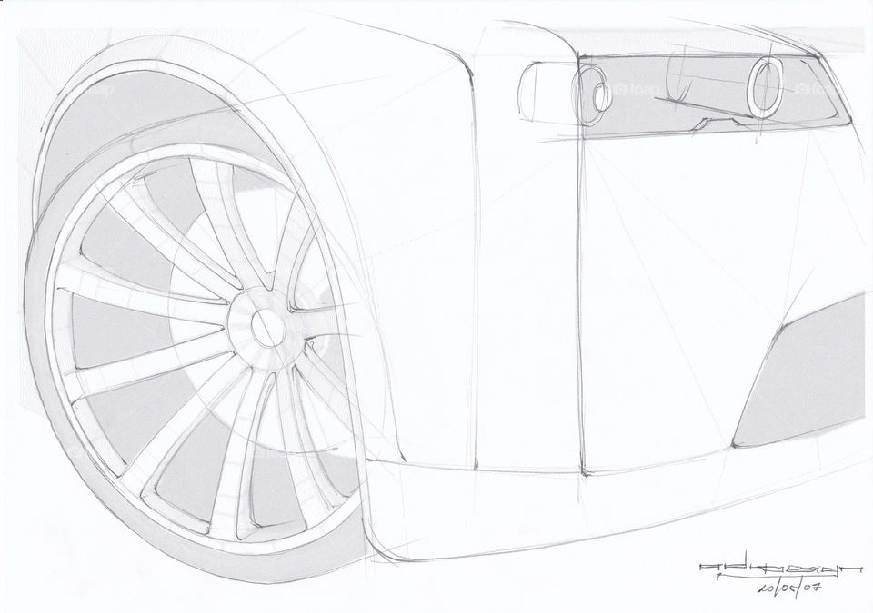 BMW car details sketch