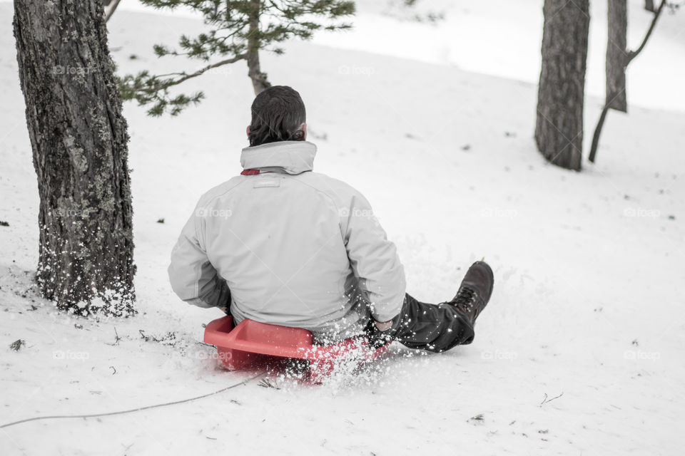 Man going down the hill