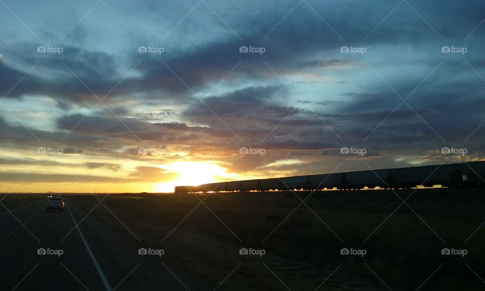 Train Rolling off Into the Sunset