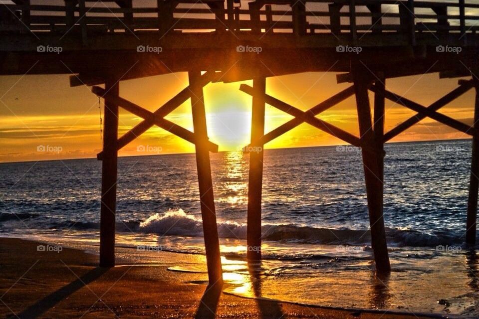 Sun rise at the pier 