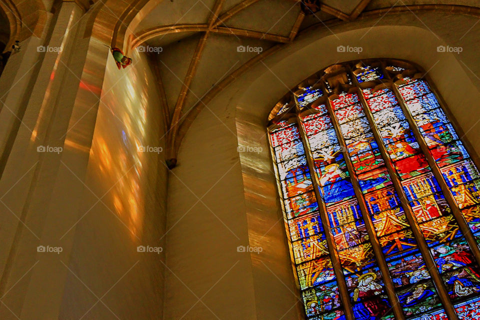View of stained glass in cathedral