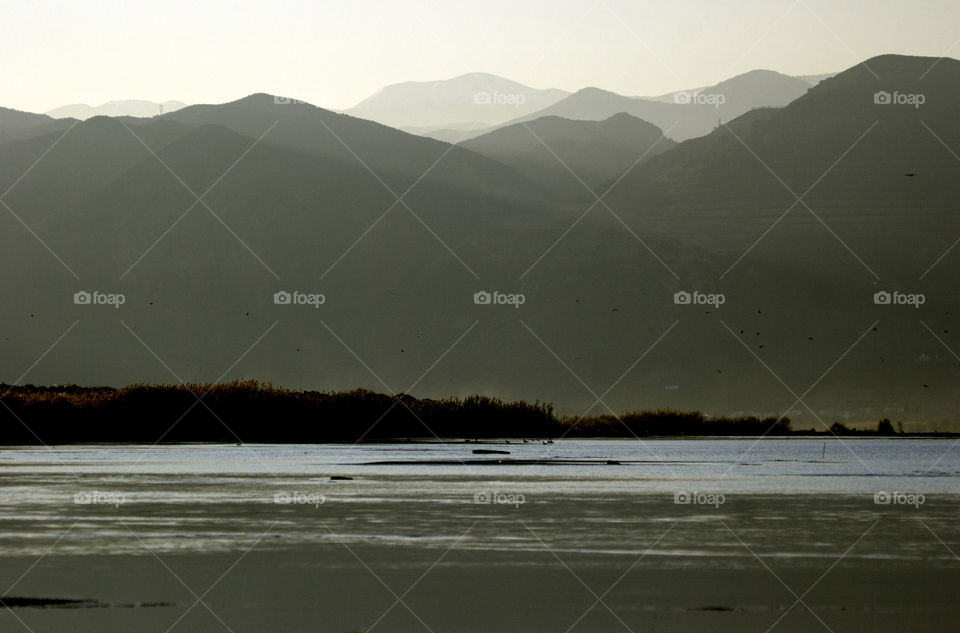 landscape with mountains and sea