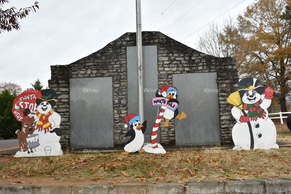winter display at the park