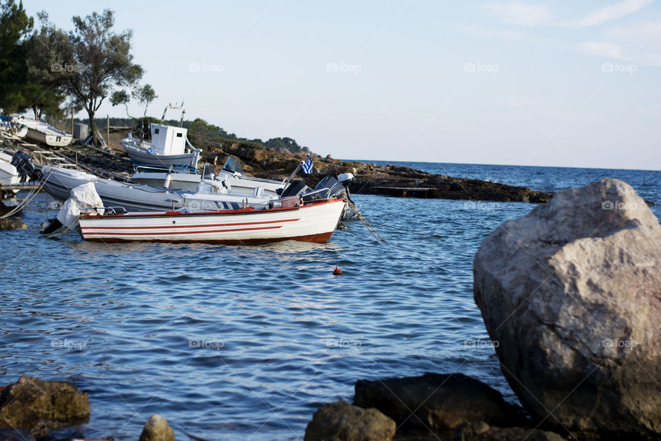 boats in the sea. fisher boats in the small marine