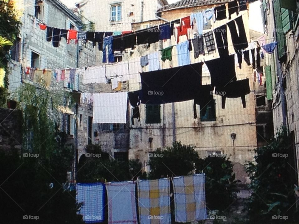 Drying laundry in city split