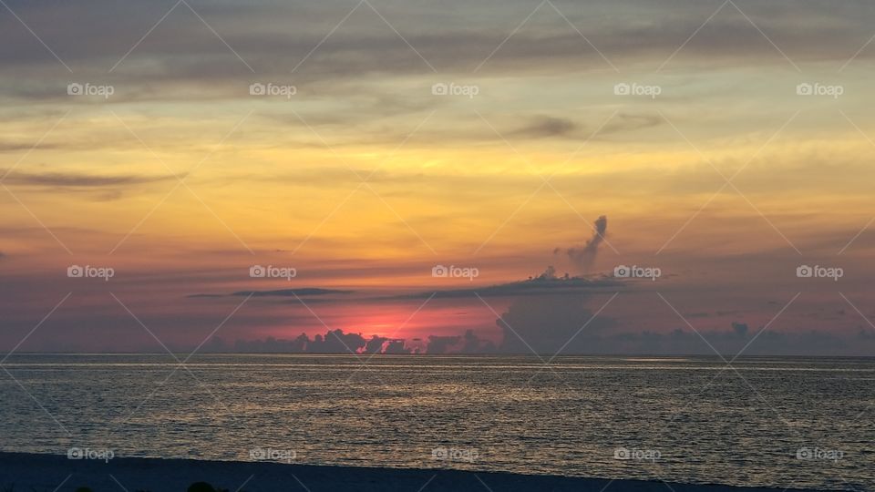 July 4, 2019, a Beautiful Sunrise view from Fort Lauderdale Beach Boulevard,  Florida