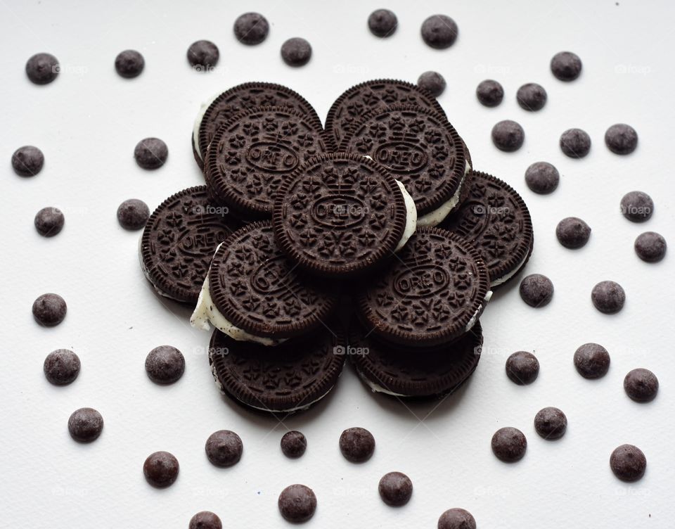 oreo cookies on the white background