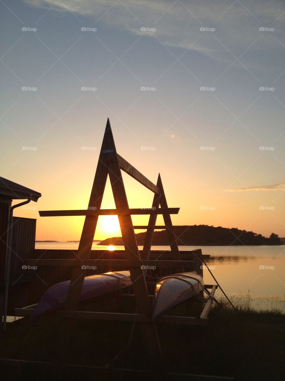 Canoes in the sunset