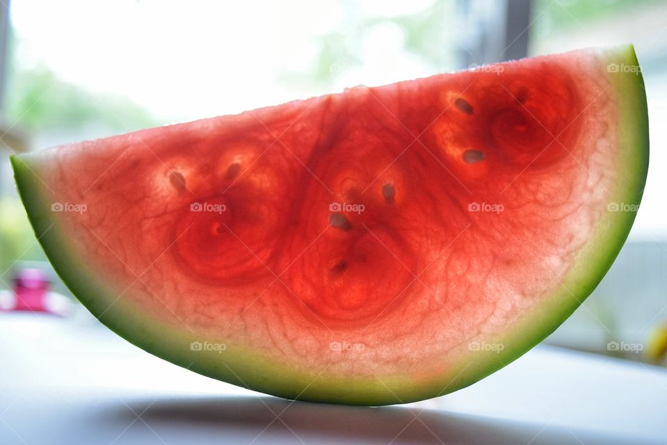 Watermelon slice on table