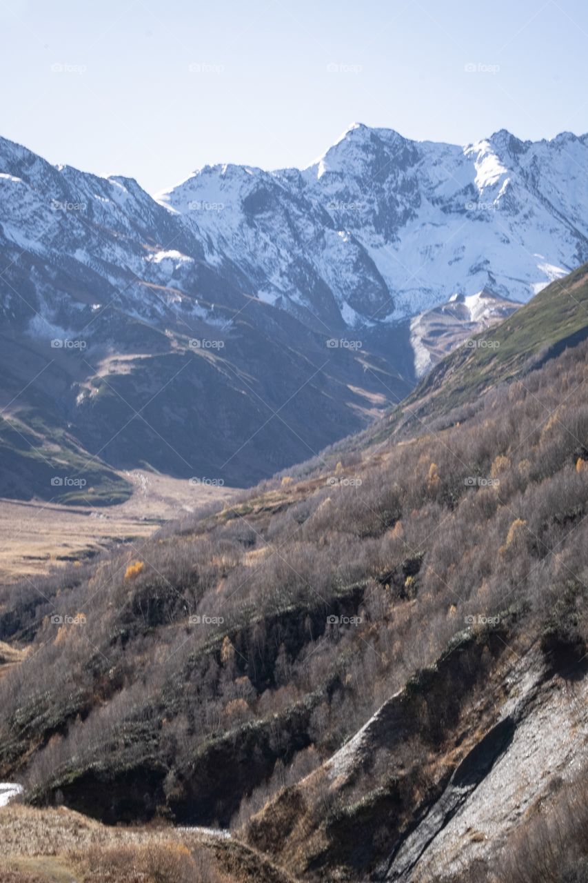 Beautiful mountain scape in Georgia autumn 