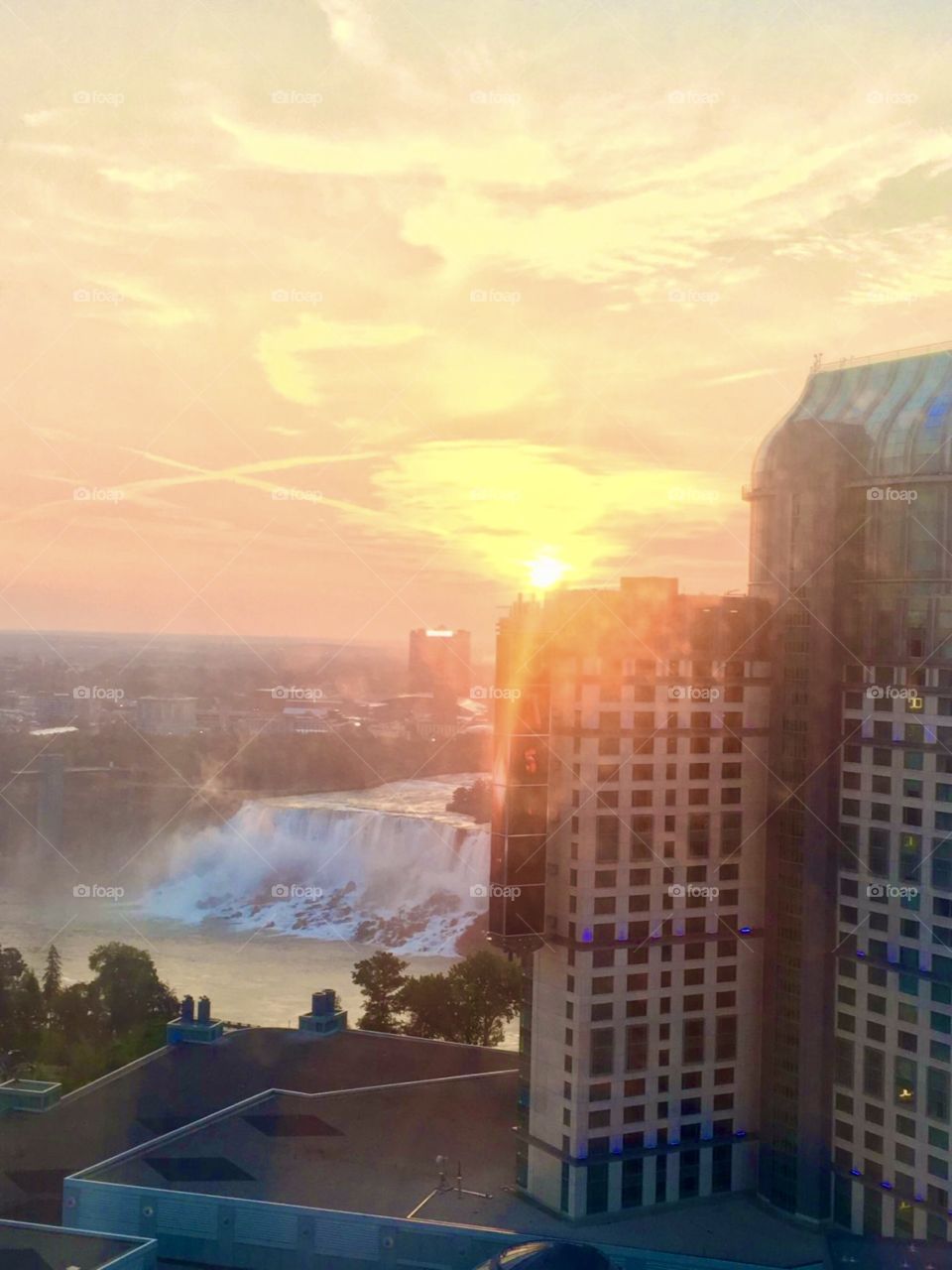 Sunset over the falls 