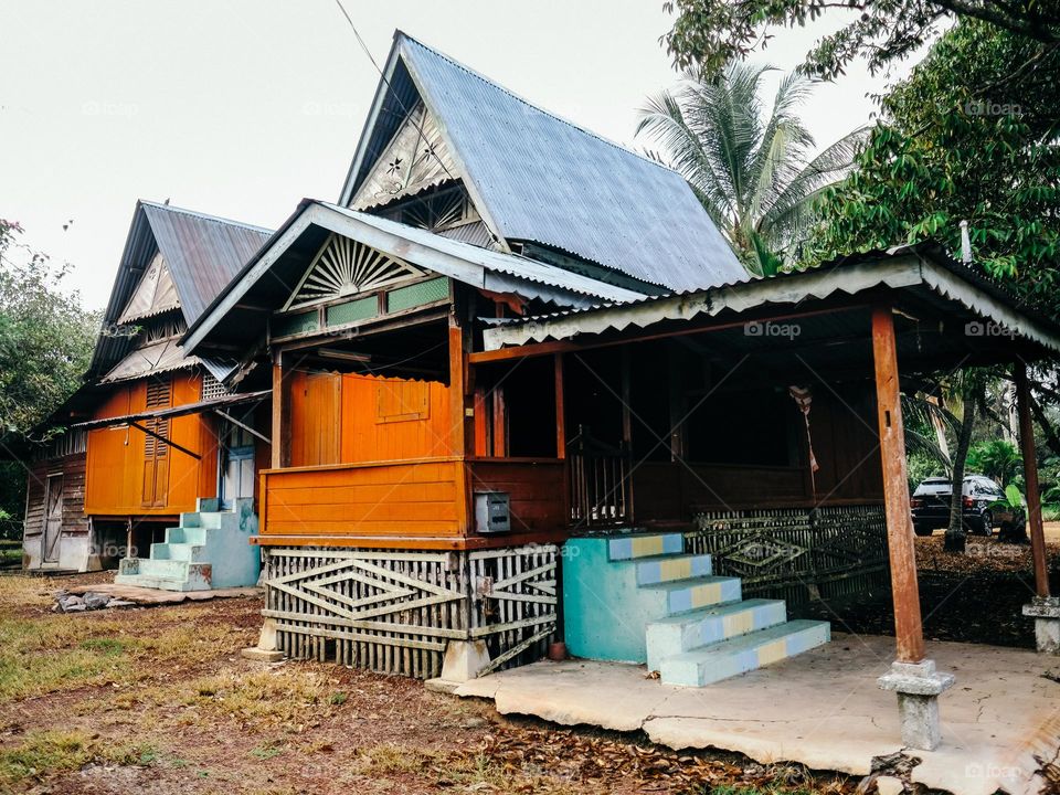 Vernacular architecture timber house in the rural area of Malaysia
