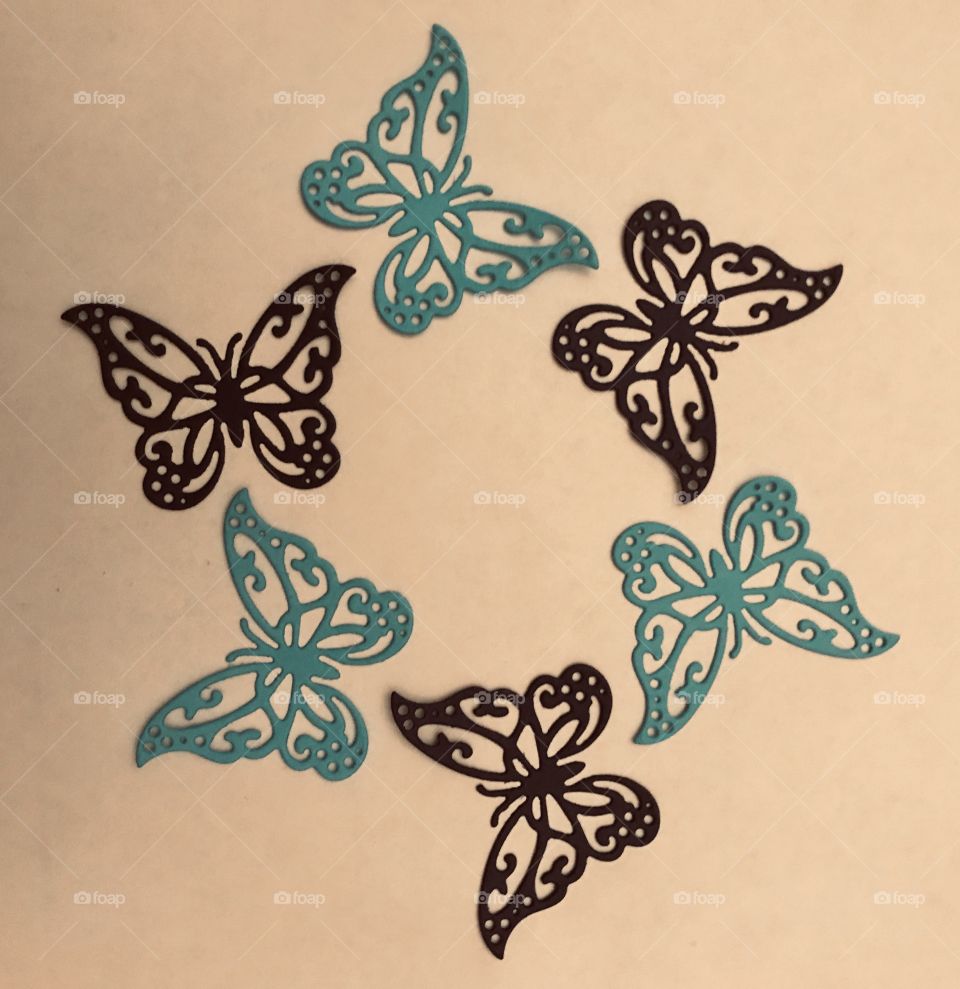 Blue paper butterflies