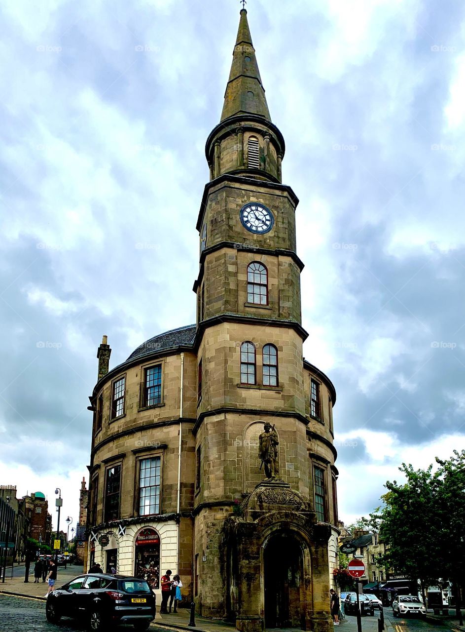 Old church with tower and clock