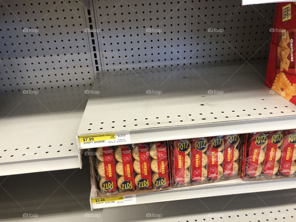 Empty store shelves