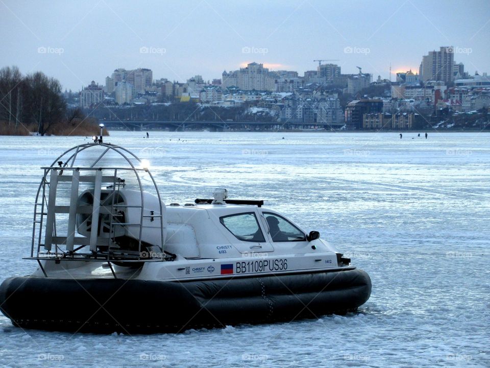 boat trip on a frozen river