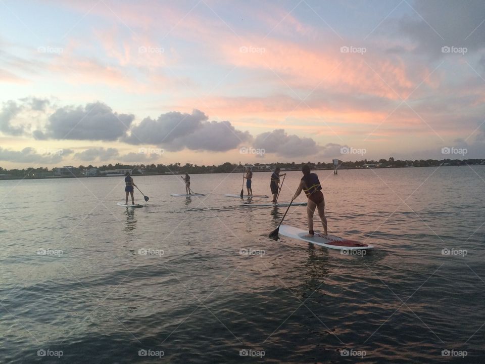  paddle boarding on the sunset, Miami 