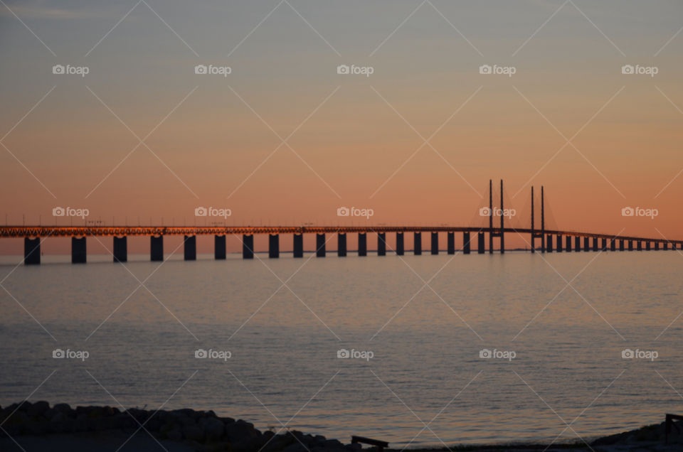 Sunset by the Bridge to Denmark