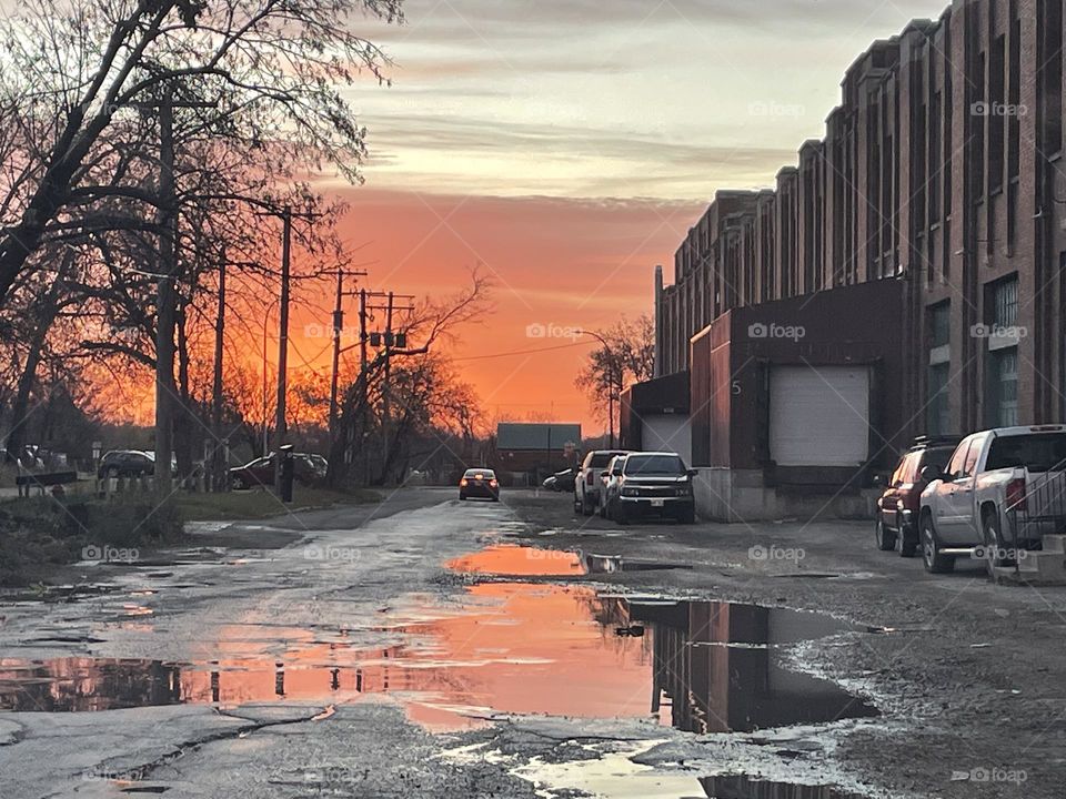 Puddle sunrise